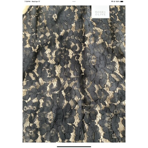 ROSE + OLIVE Woman’s Black Lace Sleeveless Top Black Lace/Tan She’ll Size Small - Picture 4 of 8